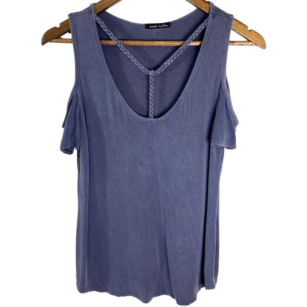 Sweet Claire Dusk Purple Cold Shoulder Blouse Top Size Small